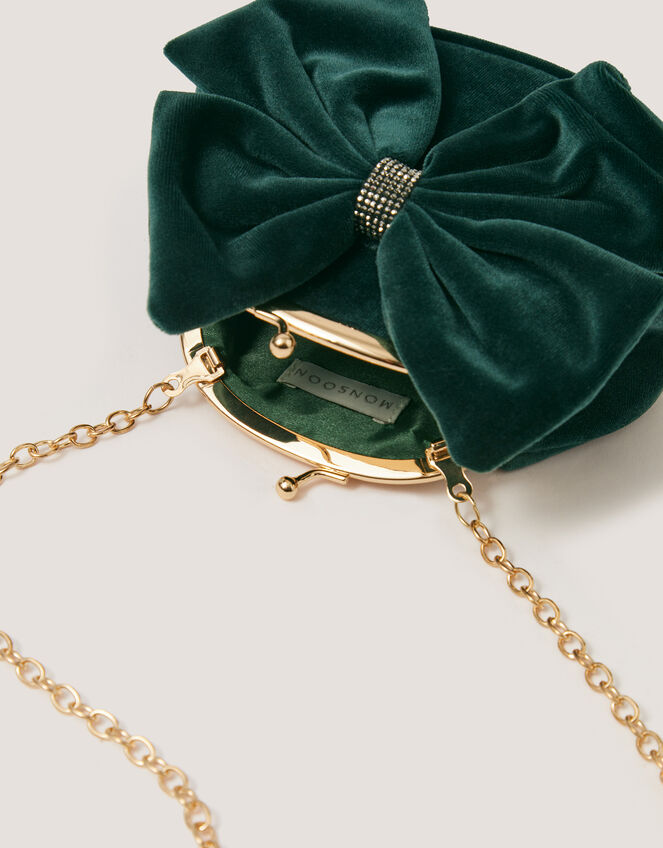 Velvet Bow Clip Frame Bag, Green (GREEN), large