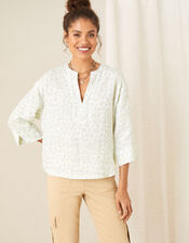 Printed Top in Pure Linen, Ivory (IVORY), large