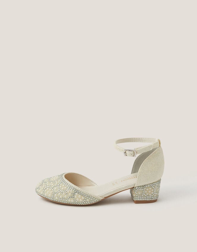Glitter Embellished Two Part Heels, Ivory (IVORY), large