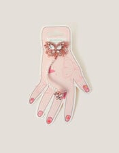 Pearl Butterfly Hand Chain Bracelet & Ring, , large