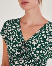 Print Fit-and-Flare Jersey Top, Green (DARK GREEN), large