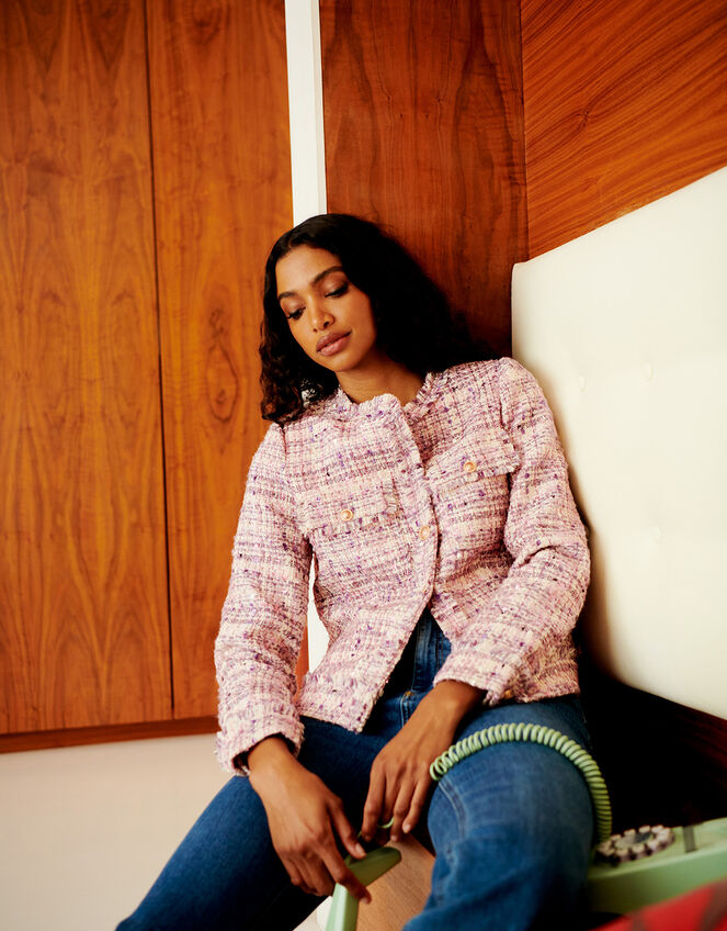 Toni Tweed Jacket Pink | Women's Jackets | Monsoon US.