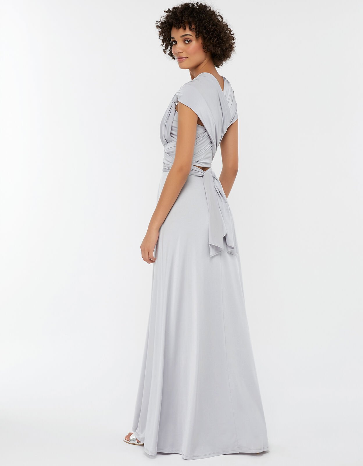 Natasha Jersey Maxi Multiway Bridesmaid Dress Silver