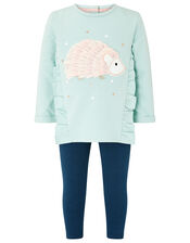 Baby Hedgehog Set in Organic Cotton, Blue (AQUA), large
