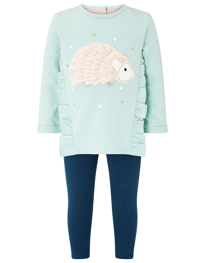 Baby Hedgehog Set in Organic Cotton, Blue (AQUA), large