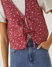 Felipa Floral Print Vest, Red (RED), large