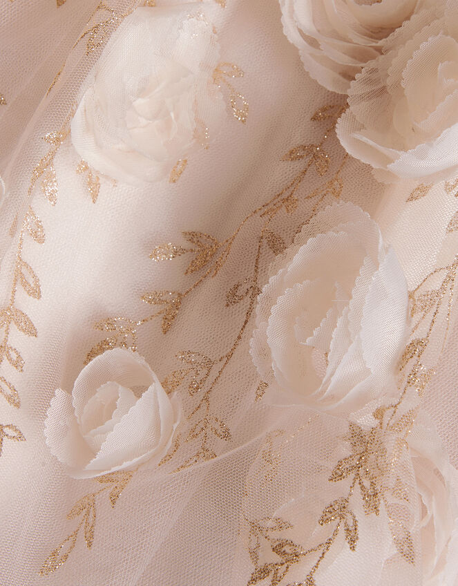 Ella 3D Roses Dress, Gold (GOLD), large