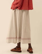 East Zoe Yarn-dyed Textured Cotton Pinstripe Skirt, Ivory (IVORY), large
