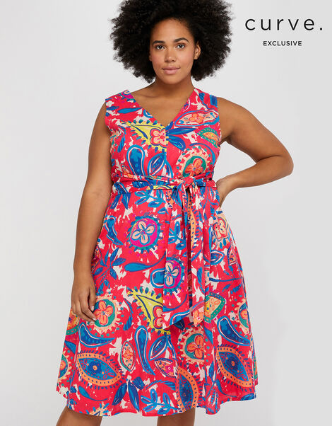 Nelly Floral Tie Front Dress Red, Red (RED), large