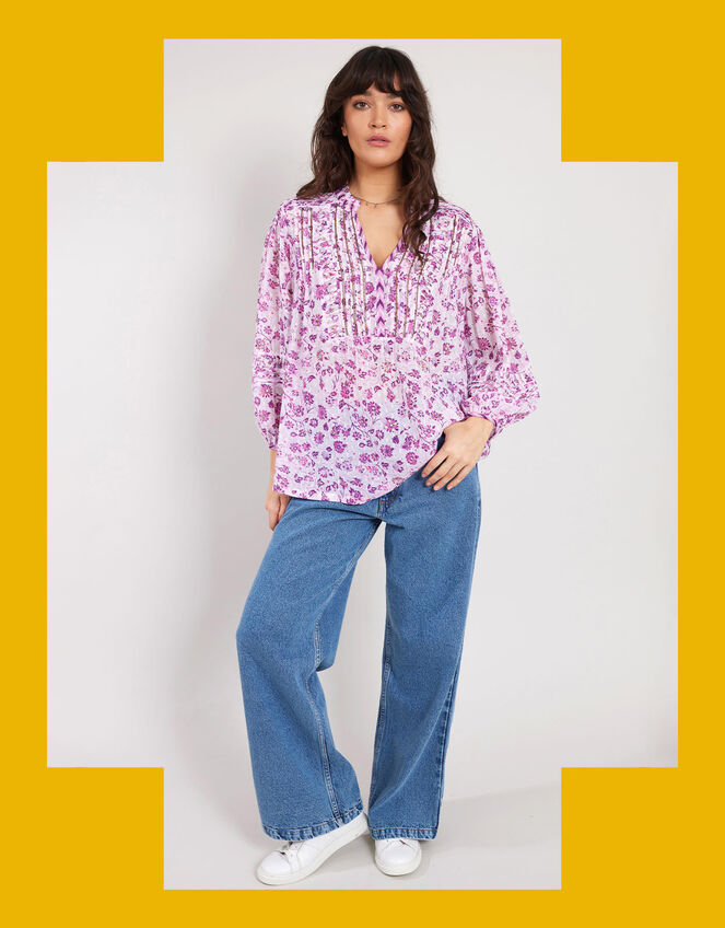 East Embellished Print Blouse, Pink (BLUSH), large