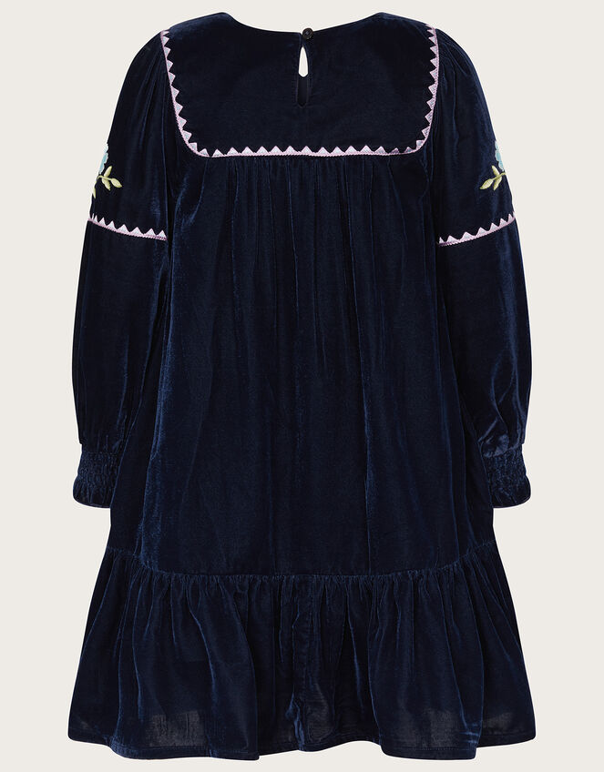 Boutique Velvet Boho Dress, Blue (NAVY), large