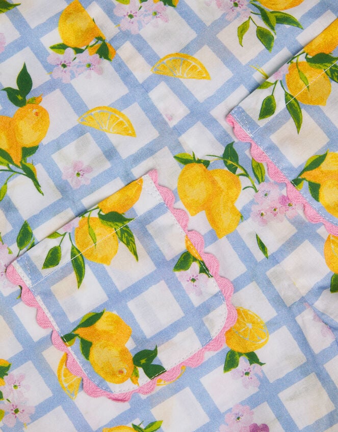 Baby Lemon Tile Print Romper, Blue (BLUE), large