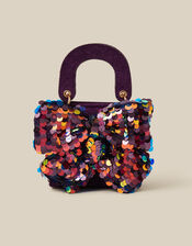 Sequin Bow Tote Bag, Purple (PURPLE), large