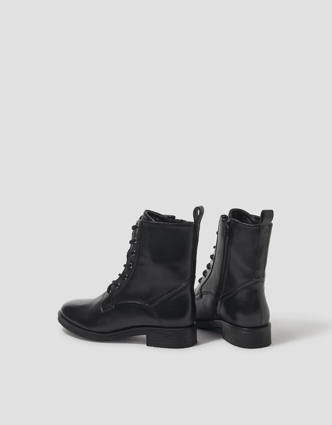 Liv Leather Lace Up Boots, Black (BLACK), large