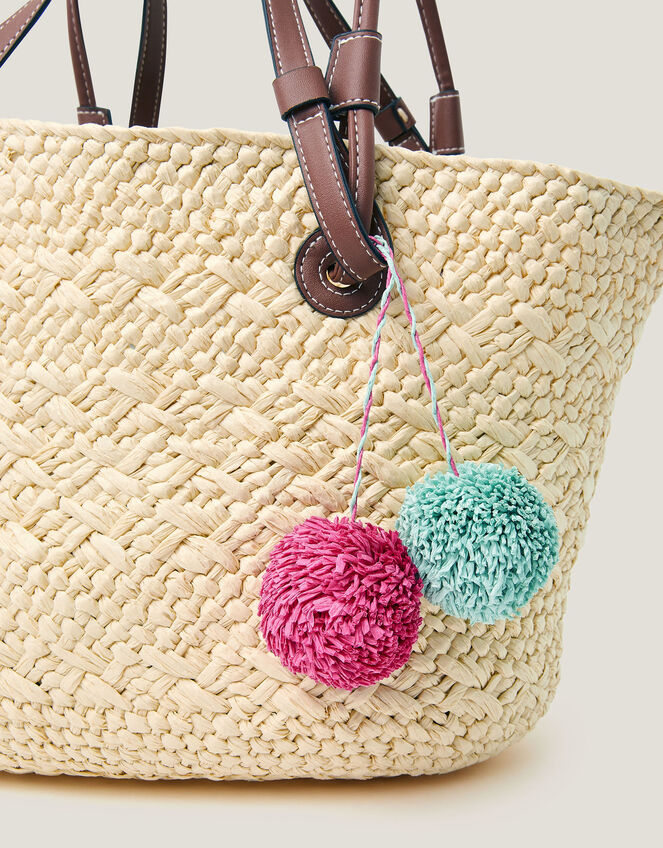 Yvie Woven Raffia Basket Bag, , large