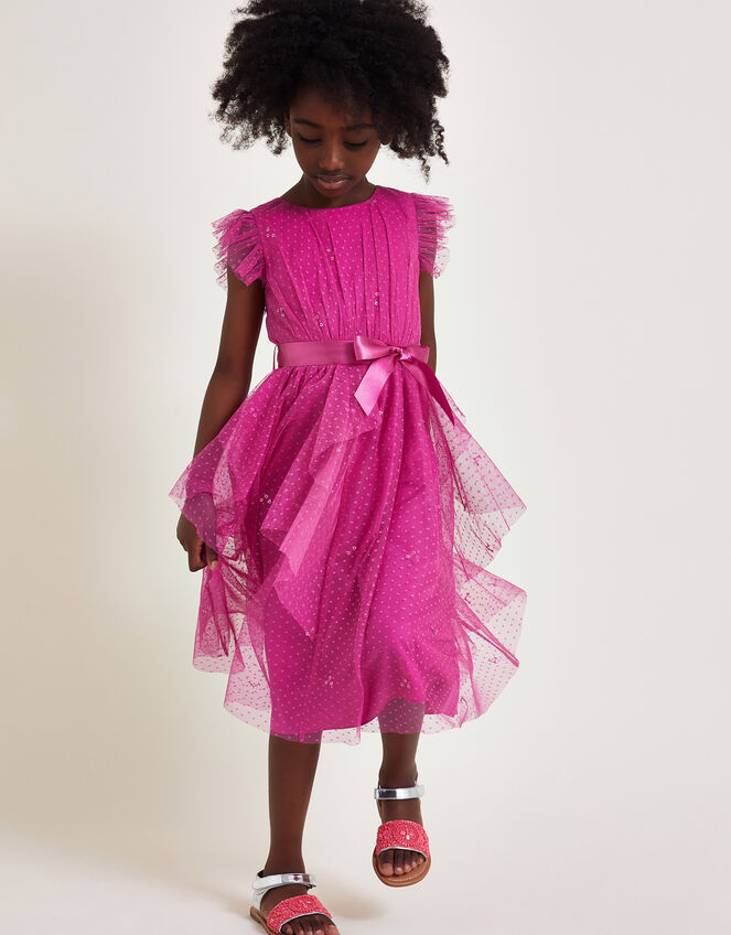 Stacie Waterfall Dress Pink Girls' Dresses Monsoon