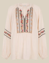 Aoife Geometric Embroidered Top, Pink (BLUSH), large