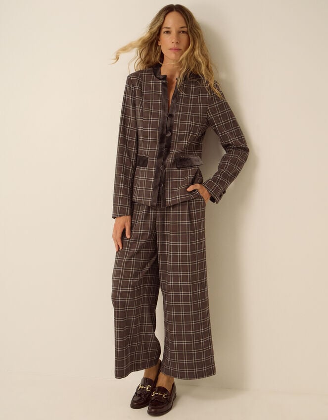 Gracie Check Print Jacket, Brown (BROWN), large