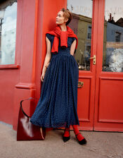 Caitie Polka Dot Maxi Dress, Blue (NAVY), large