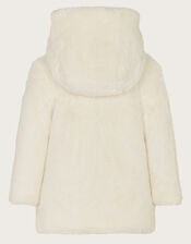 Baby Reversible Faux Fur Coat, Green (SAGE), large