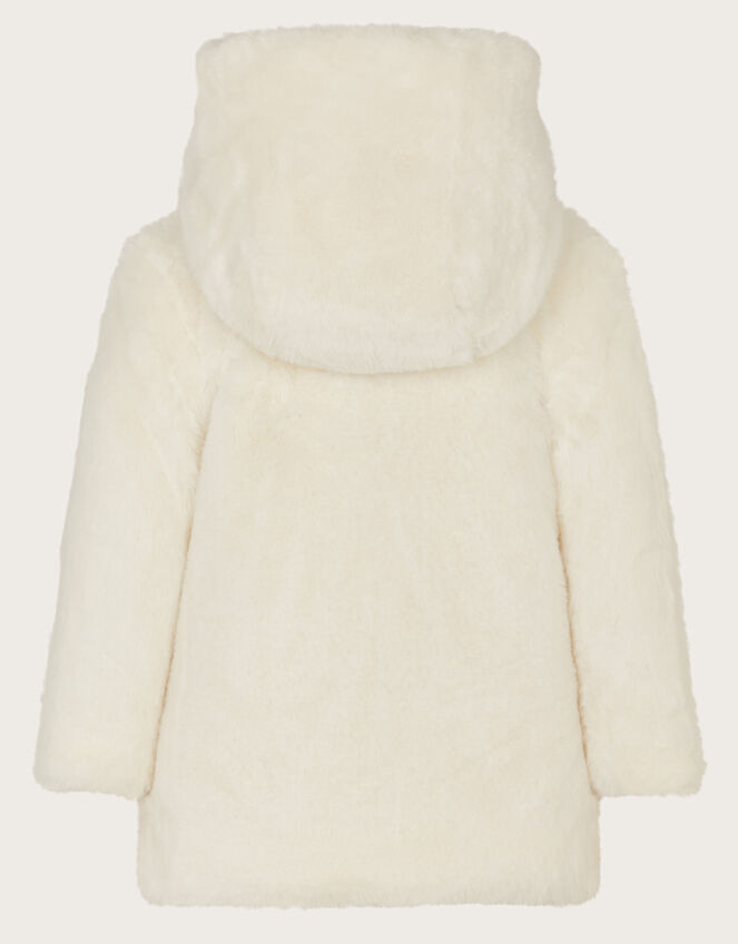 Baby Reversible Faux Fur Coat, Green (SAGE), large