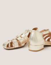 Bobbi Fisherman Leather Sandals, Gold (GOLD), large