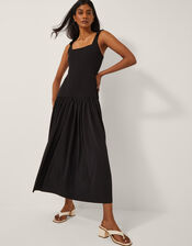 Dolly Drop Waist Midi Dress, Black (BLACK), large
