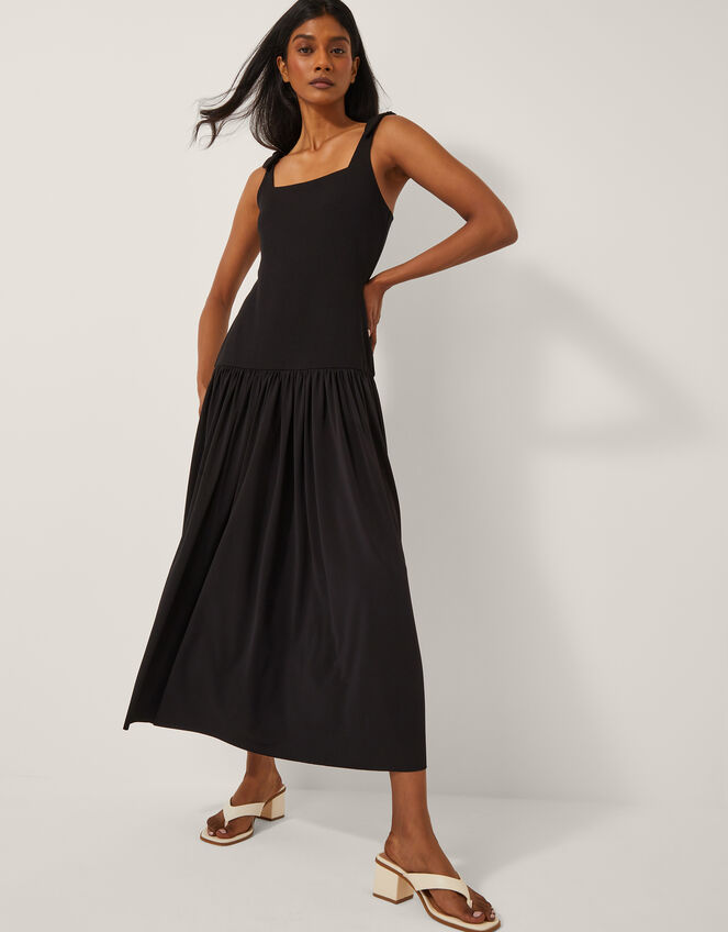 Dolly Drop Waist Midi Dress, Black (BLACK), large