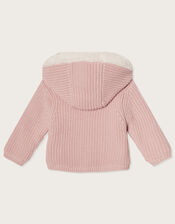 Newborn Borg Lined Coatigan, Pink (PALE PINK), large