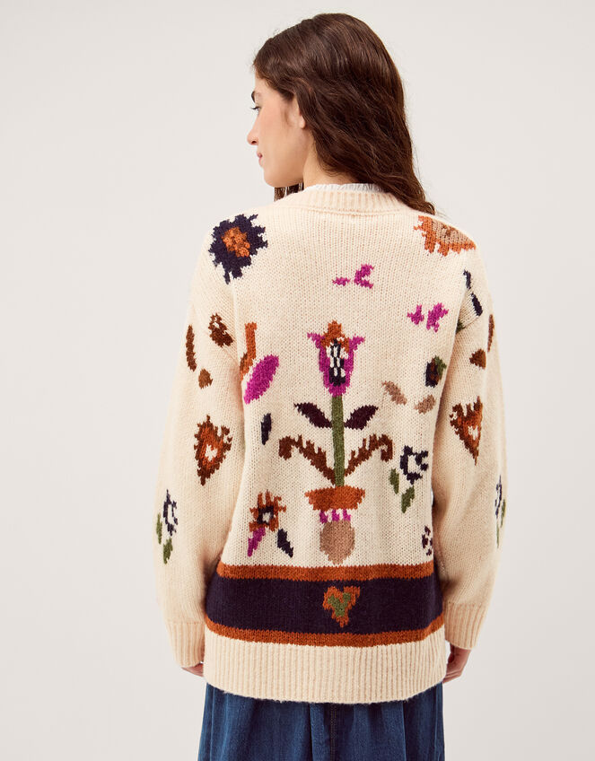 Hera Floral Handknit Cardigan, , large