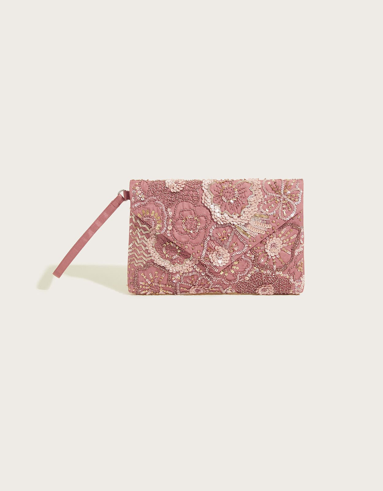 Embroidered Beaded Envelope Clutch Bag