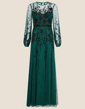 Jane Floral Embellished Maxi Dress, Teal (TEAL), large
