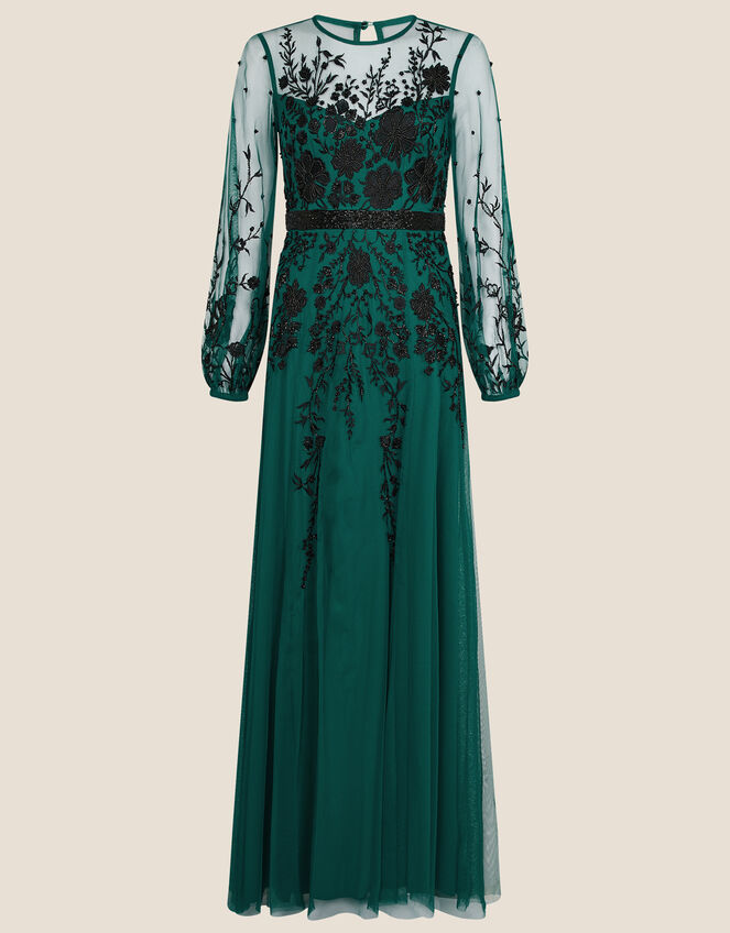 Jane Floral Embellished Maxi Dress, Teal (TEAL), large