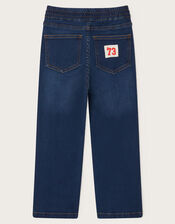 Drawstring Straight Jeans, Blue (BLUE), large