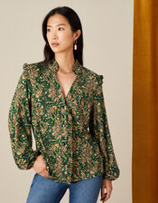 Paisley Print Jersey Shirt, Green (GREEN), large