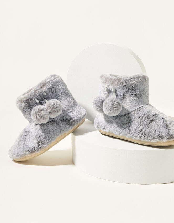 Faux Fur Slipper Boots, Grey (GREY), large