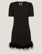 Arlette Feather Mini Dress, Black (BLACK), large