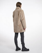 Rino & Pelle Nonna Faux Fur Teddy Coat, Camel (OATMEAL), large
