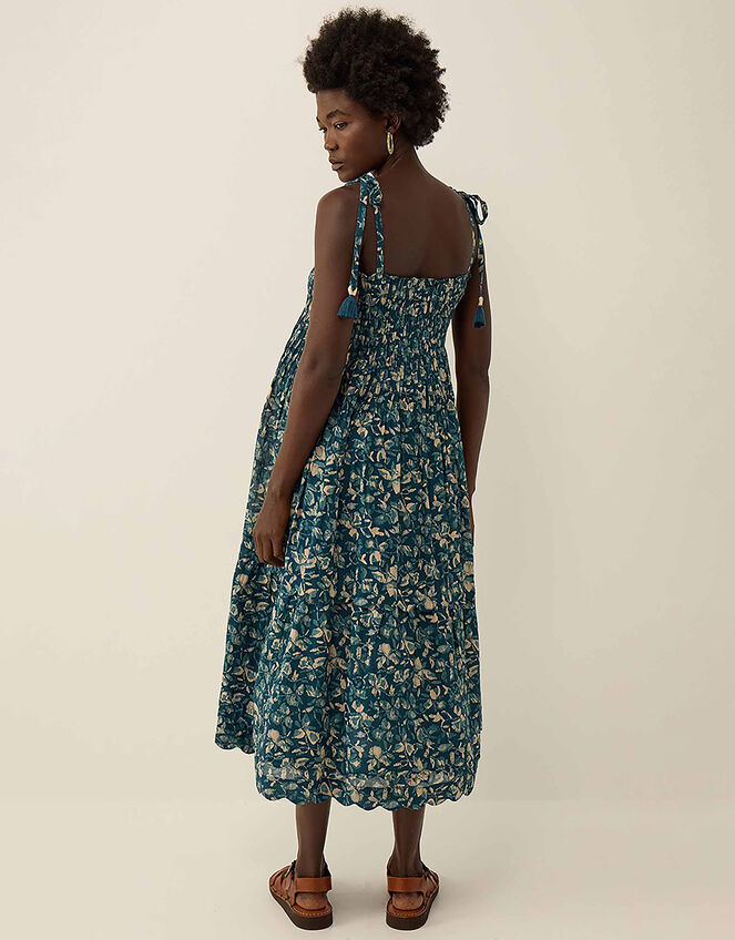 East  Rohini Floral Print Cotton-Viscose Dress, Teal (TEAL), large