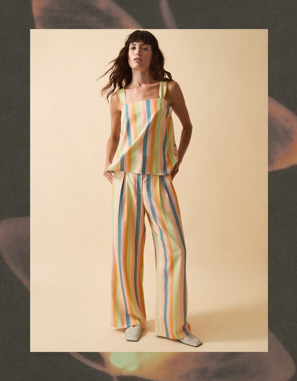 Clemence Elodie Stripe Wide Leg Pants, Multi (MULTI), large