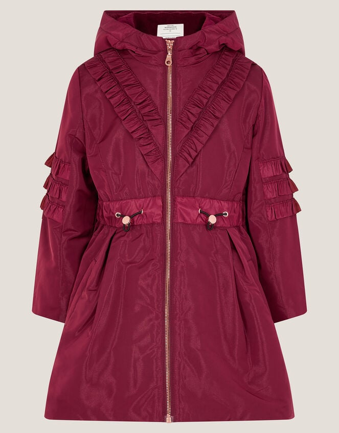 Lightweight Frill Raincoat, Red (BURGUNDY), large