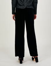 Velvet Wide Leg Trousers, Black (BLACK), large