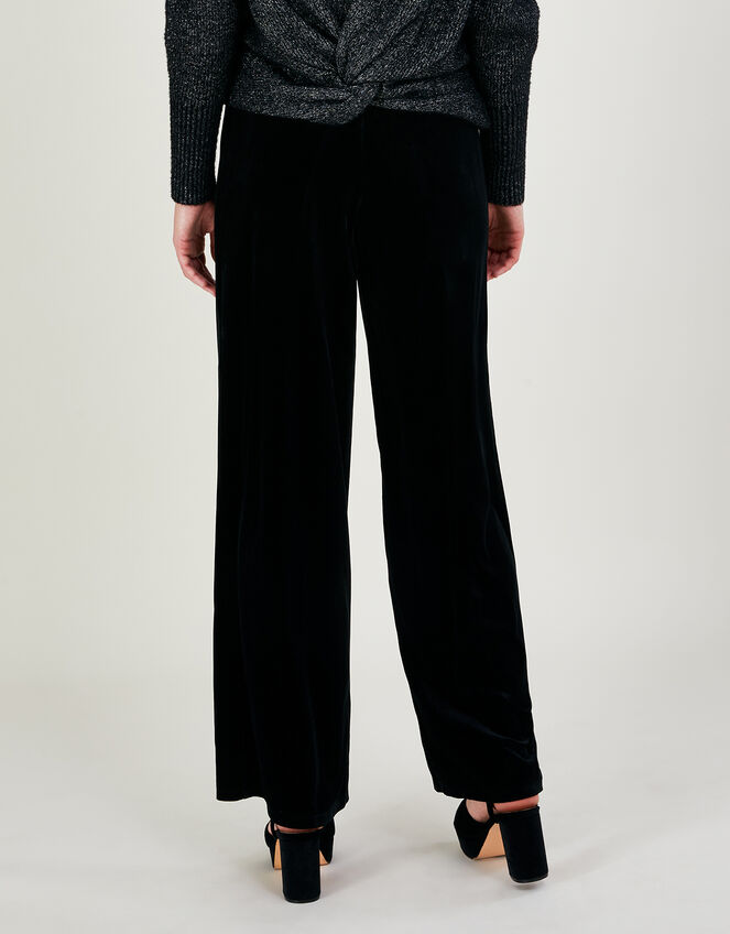Velvet Wide Leg Trousers, Black (BLACK), large