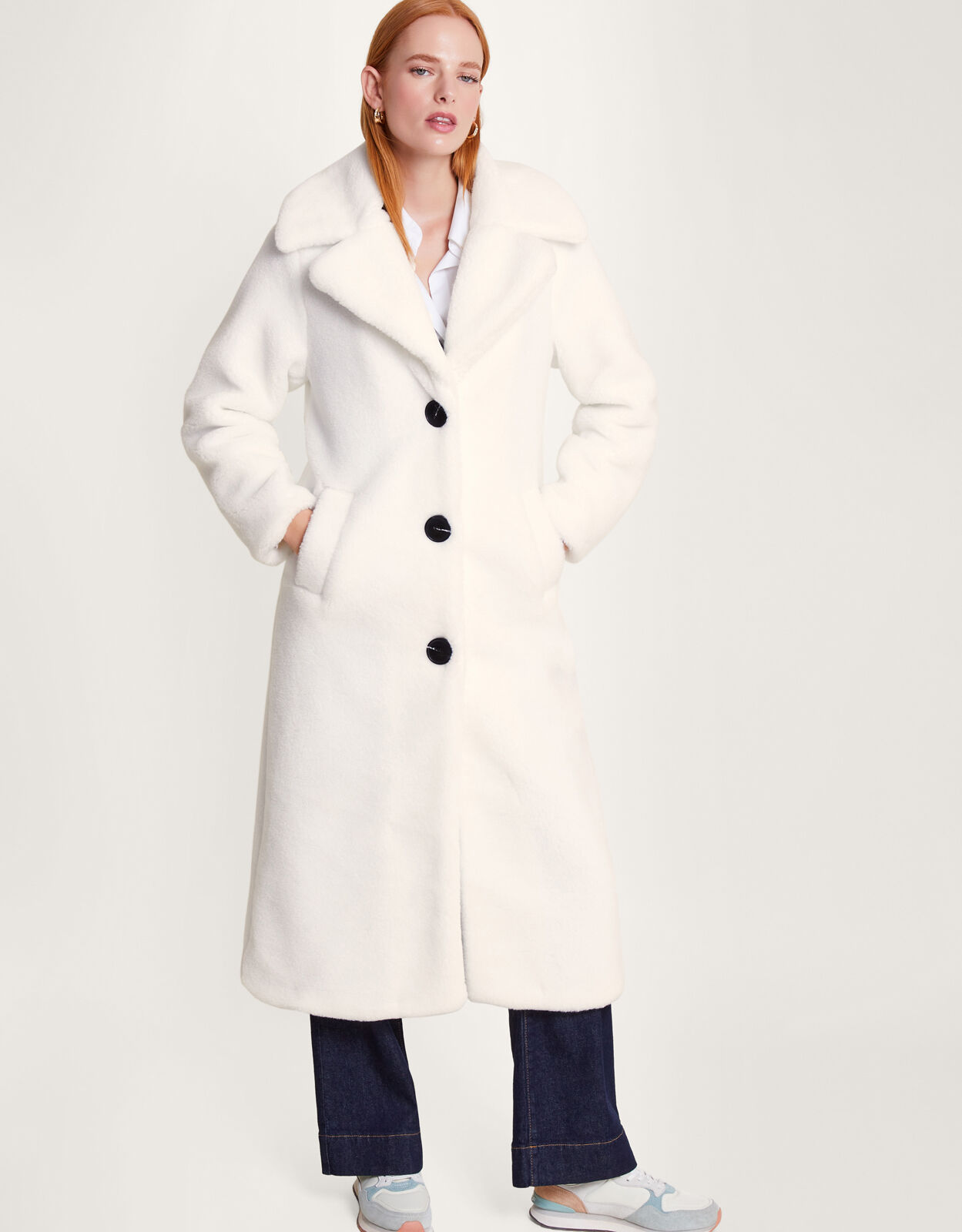 Trinity Long Teddy Coat Ivory