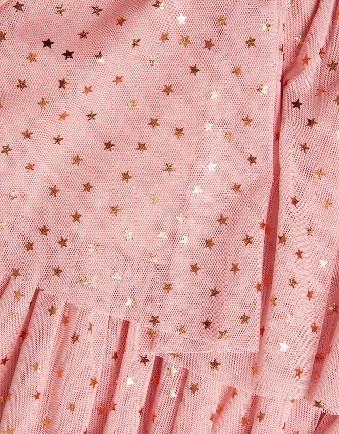 Metallic Star Tiered Mesh Dress, Pink (PINK), large