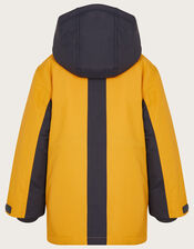 Contrast Hooded Parka Coat, Yellow (MUSTARD), large