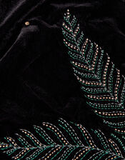 Feather Detail Velvet Scarf, , large