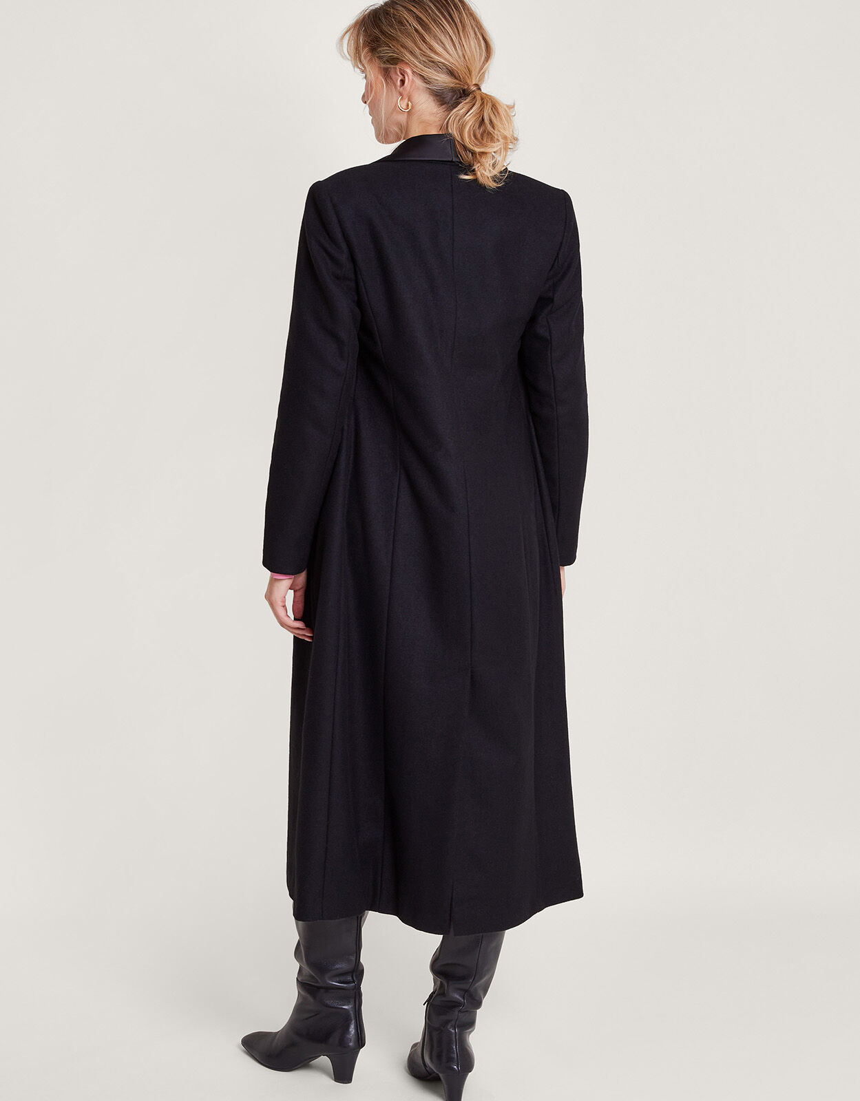 Tallulah Wool Rich Long Tuxedo Coat Black Women s Coats Monsoon Global