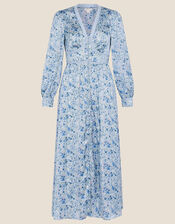 Ditsy Tea Dress in Recycled Polyester, Blue (BLUE), large