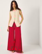 Diane Wide Leg Linen Blend Trousers, Red (RED), large